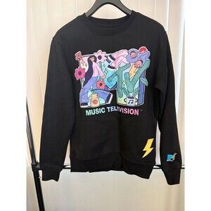 Men’s MTV Music Television Retro /Floral Crew Neck Sweatshirt Size Small